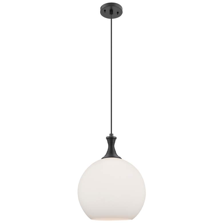 Image 1 Astor 12"W Matte Black Metal Cord Mini Pendant With Matte White Shade