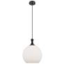Astor 12"W Matte Black Metal Cord Mini Pendant With Matte White Shade