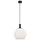 Astor 12"W Matte Black Metal Cord Mini Pendant With Matte White Shade
