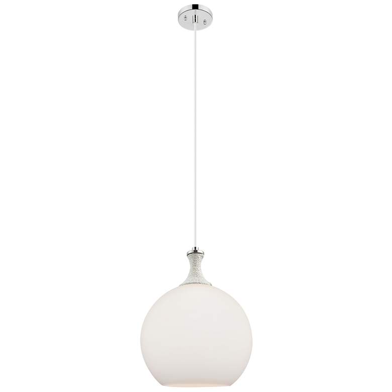 Image 1 Astor 12"W Nickel And White Rope Cord Mini Pendant w/ Matte White Shade