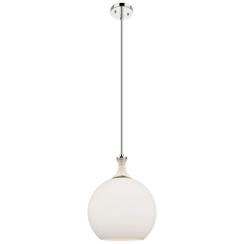 Image 1 Astor 12"W Nickel And White Rope Stem Mini Pendant w/ Matte White Shade