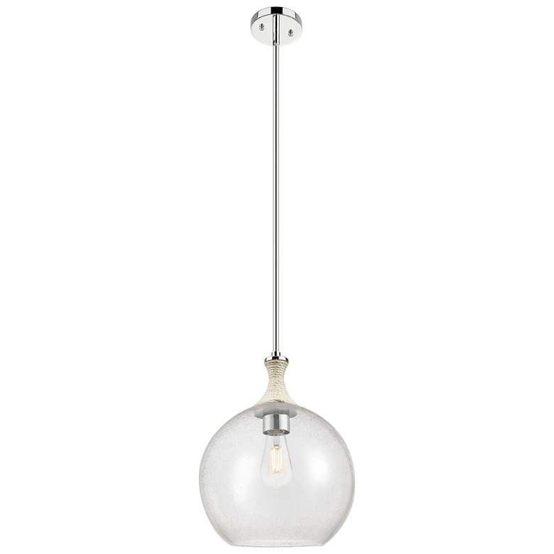 Image 1 Astor 12"W Nickel And White Rope Stem Mini Pendant w/ Seedy Shade