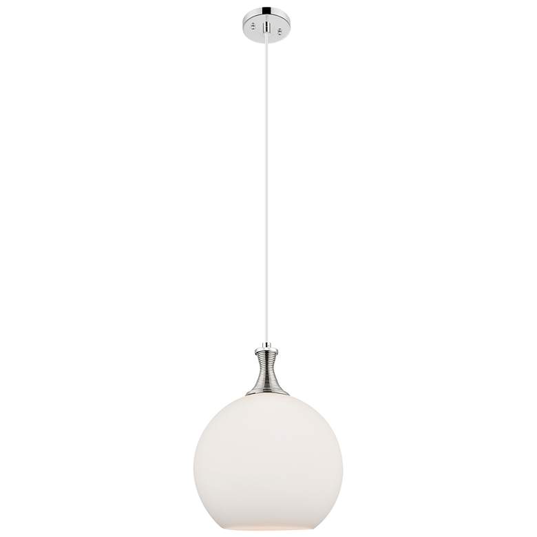 Image 1 Astor 12"W Polished Nickel Metal Cord Mini Pendant w/ Matte White Shade