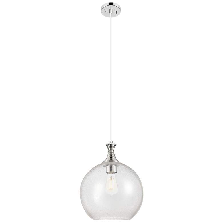 Image 1 Astor 12"W Polished Nickel Metal Cord Mini Pendant With Seedy Shade