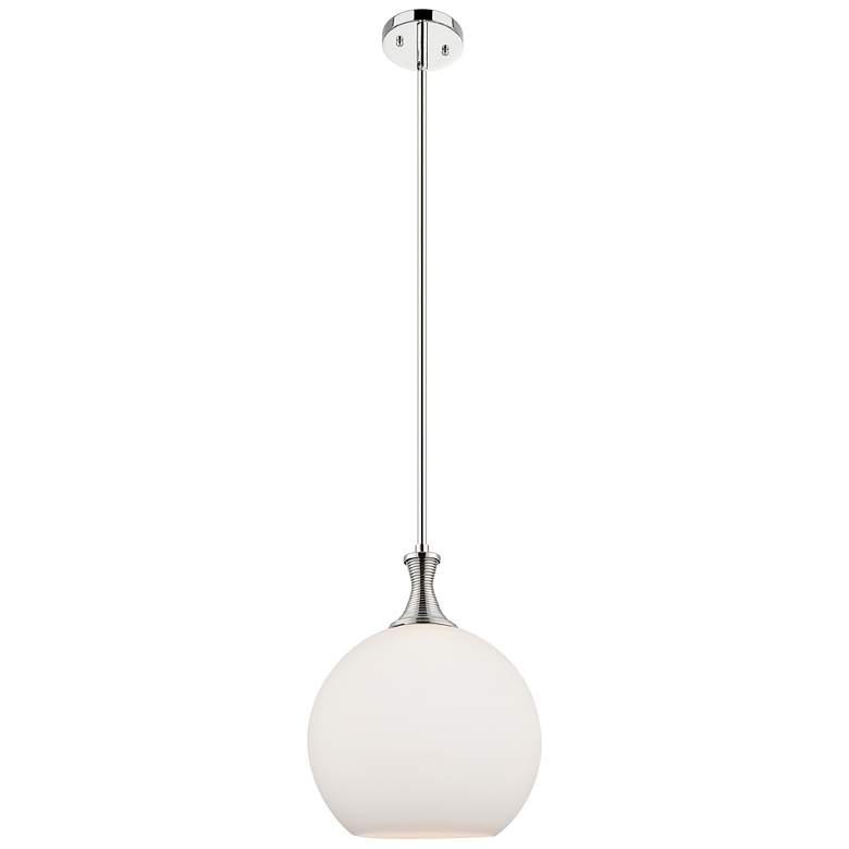 Image 1 Astor 12"W Polished Nickel Metal Stem Mini Pendant w/ Matte White Shade