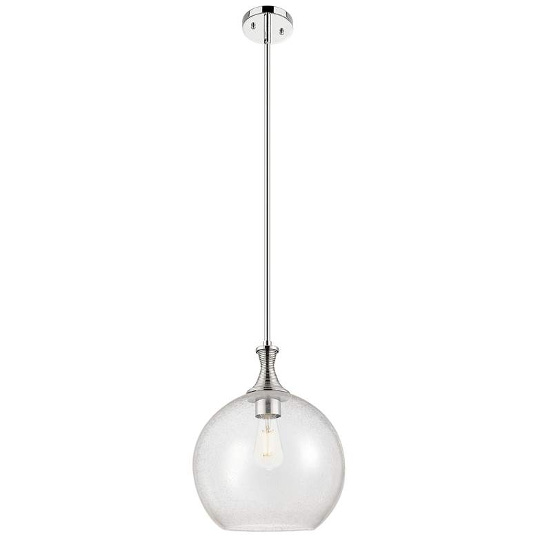 Image 1 Astor 12"W Polished Nickel Metal Stem Mini Pendant With Seedy Shade