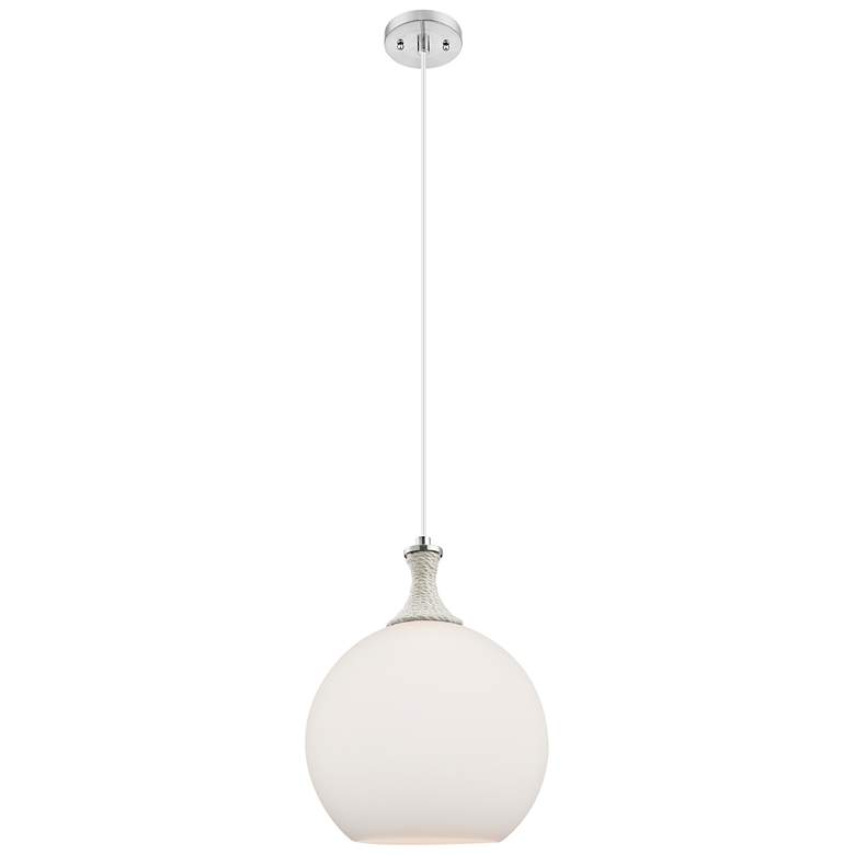 Image 1 Astor 12"W Satin Nickel And White Rope Cord Mini Pendant w/ White Shade