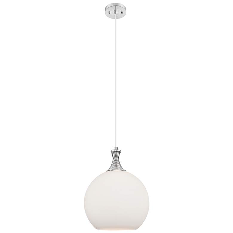 Image 1 Astor 12"W Satin Nickel Metal Cord Mini Pendant With Matte White Shade
