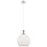 Astor 12"W Satin Nickel Metal Cord Mini Pendant With Matte White Shade