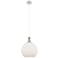 Astor 12"W Satin Nickel Metal Cord Mini Pendant With Matte White Shade