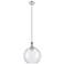 Astor 12"W Satin Nickel Metal Stem Hung Mini Pendant With Seedy Shade