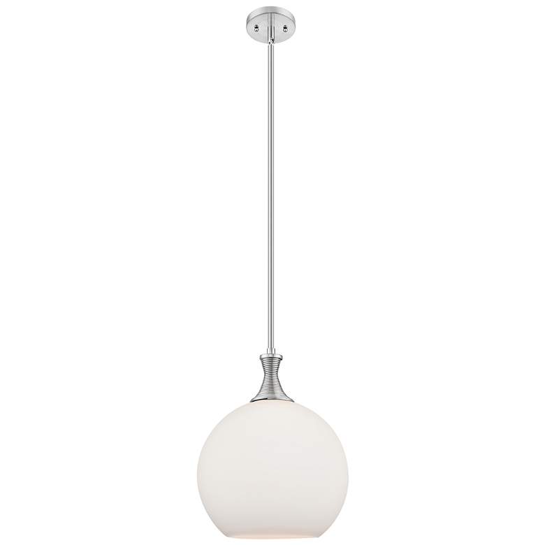 Image 1 Astor 12"W Satin Nickel Metal Stem Mini Pendant With Matte White Shade