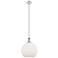 Astor 12"W Satin Nickel Metal Stem Mini Pendant With Matte White Shade