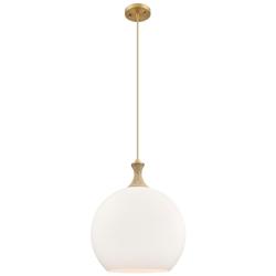 Astor 14"W Brass And Brown Rope Cord Pendant w/ Matte White Shade