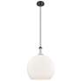 Astor 14"W Matte Black And White Rope Cord Pendant w/ Matte White Shade