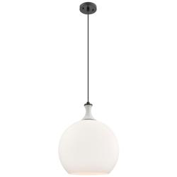 Astor 14"W Matte Black And White Rope Cord Pendant w/ Matte White Shade
