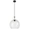 Astor 14"W Matte Black And White Rope Cord Pendant With Seedy Shade