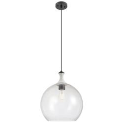 Astor 14"W Matte Black And White Rope Cord Pendant With Seedy Shade