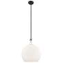 Astor 14"W Matte Black And White Rope Stem Pendant w/ Matte White Shade