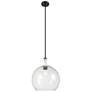 Astor 14"W Matte Black And White Rope Stem Pendant With Seedy Shade