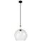 Astor 14"W Matte Black And White Rope Stem Pendant With Seedy Shade