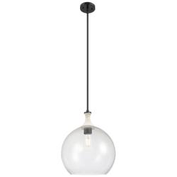 Astor 14"W Matte Black And White Rope Stem Pendant With Seedy Shade