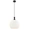 Astor 14"W Matte Black Metal Cord Hung Pendant With Matte White Shade