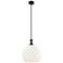 Astor 14"W Matte Black Metal Stem Hung Pendant With Matte White Shade