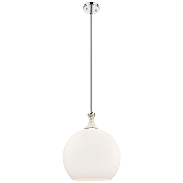 Image 1 Astor 14"W Nickel And White Rope Stem Pendant w/ Matte White Shade