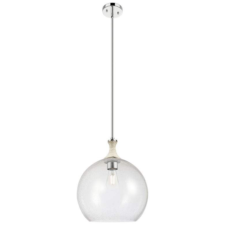 Image 1 Astor 14"W Polished Nickel And White Rope Stem Pendant With Seedy Shade