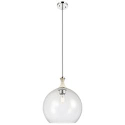 Astor 14"W Polished Nickel And White Rope Stem Pendant With Seedy Shade