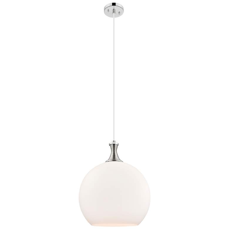Image 1 Astor 14"W Polished Nickel Metal Cord Pendant With Matte White Shade
