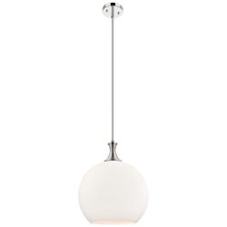 Astor 14"W Polished Nickel Metal Stem Pendant With Matte White Shade