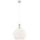 Astor 14"W Satin Nickel And White Rope Cord Pendant w/ White Shade