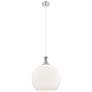 Astor 14"W Satin Nickel Metal Cord Hung Pendant With Matte White Shade