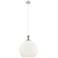 Astor 14"W Satin Nickel Metal Cord Hung Pendant With Matte White Shade
