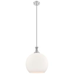 Astor 14"W Satin Nickel Metal Stem Hung Pendant With Matte White Shade
