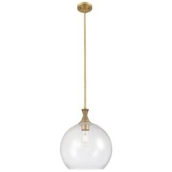 Astor 14" Wide Brushed Brass Metal Stem Hung Pendant With Seedy Shade