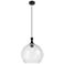 Astor 14" Wide Matte Black Metal Cord Hung Pendant With Seedy Shade