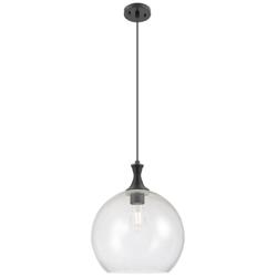 Astor 14" Wide Matte Black Metal Cord Hung Pendant With Seedy Shade