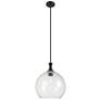 Astor 14" Wide Matte Black Metal Stem Hung Pendant With Seedy Shade