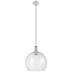 Astor 14" Wide Satin Nickel Metal Stem Hung Pendant With Seedy Shade