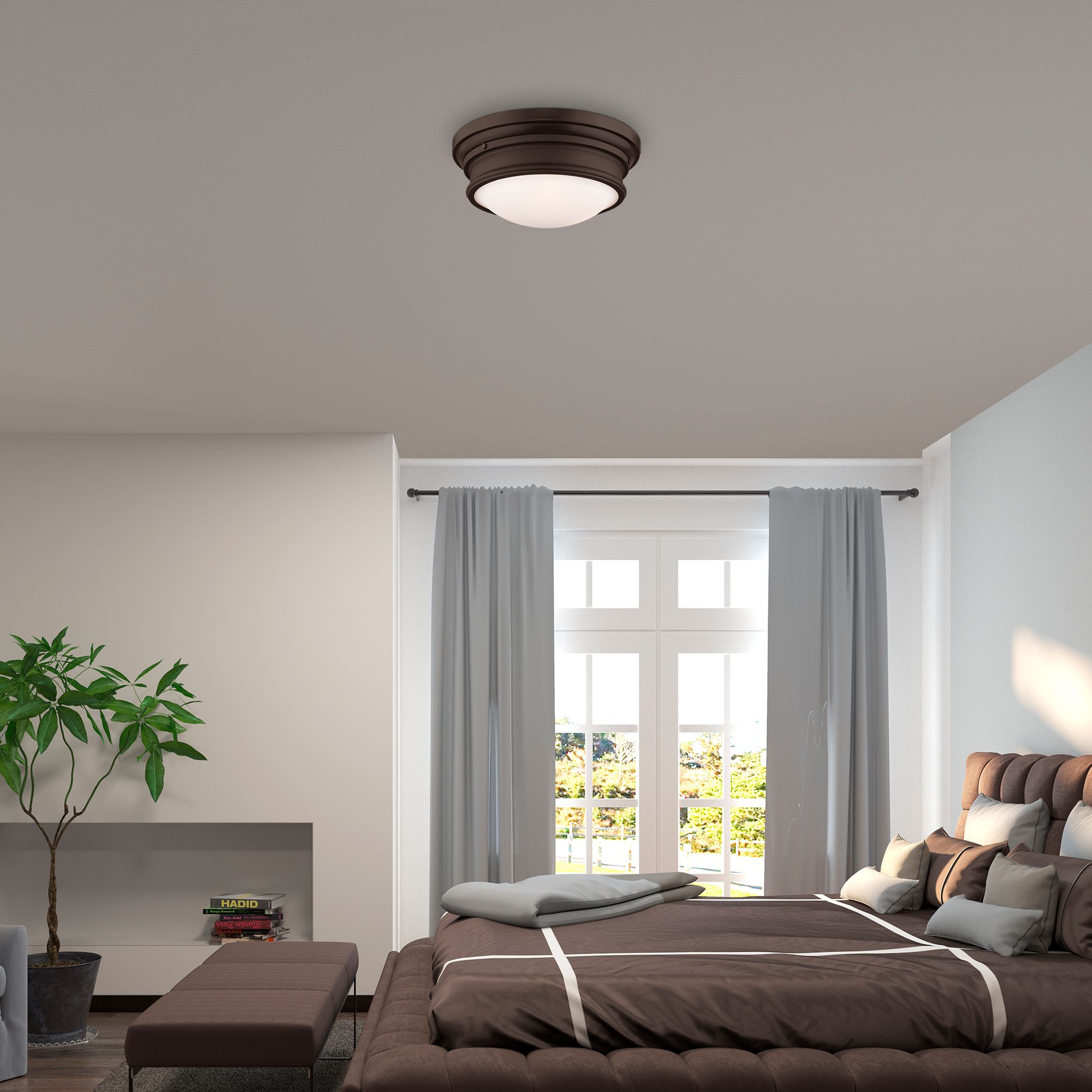 Astor 15.5-in W Bronze Flush Mount Light