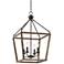 Astor 16" Wide Bronze and Wood Grain 4-Light Entry Pendant