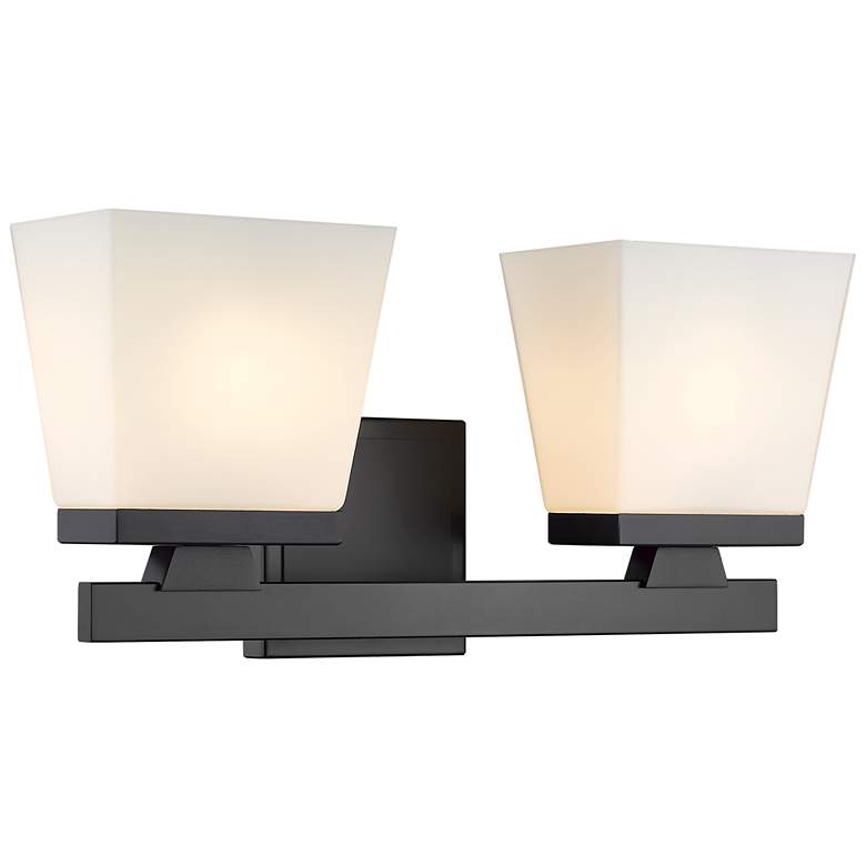 Image 1 Astor 7 3/4" High Matte Black 2-Light Wall Sconce