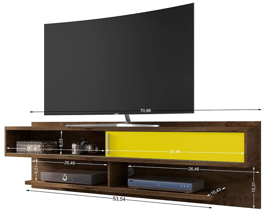Image 4 Astor 70.86 Floating Entertainment Center in Rustic Brown and Yellow more views