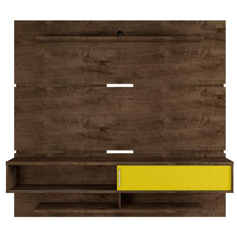 Image 1 Astor 70.86 Floating Entertainment Center in Rustic Brown and Yellow