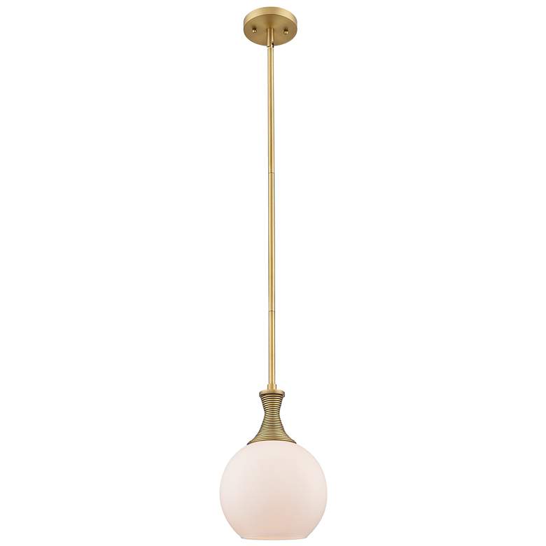 Image 1 Astor 8"W Brushed Brass Metal Stem Mini Pendant With Matte White Shade