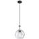 Astor 8"W Matte Black And White Rope Cord Mini Pendant With Seedy Shade