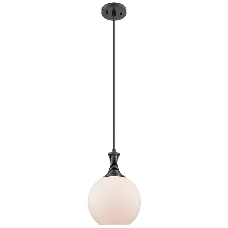 Image 1 Astor 8"W Matte Black Metal Cord Mini Pendant With Matte White Shade